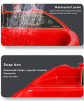 Premium Portable Electric Water Heater Grab And Go Mobile Shower System waterproof panel and soap box detailed view.