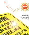 Close-up of Keep Drifters From Meddling With Your Patch With This Legit Heavy Duty Security Surveillance Decal Sticker showing UV protection.