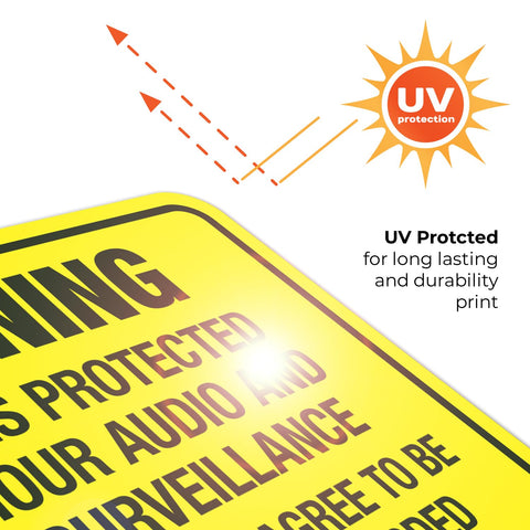 Close-up of Keep Drifters From Meddling With Your Patch With This Legit Heavy Duty Security Surveillance Decal Sticker showing UV protection.
