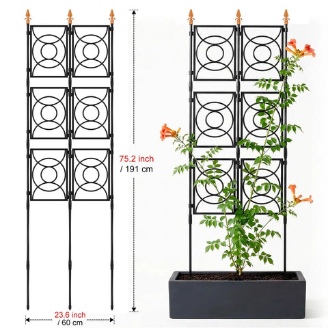 Heavy Duty Outdoor Garden Trellis For Climbing Plants 2 by 6.2 ft tall 24 rib steel frame with plastic coating, with plant