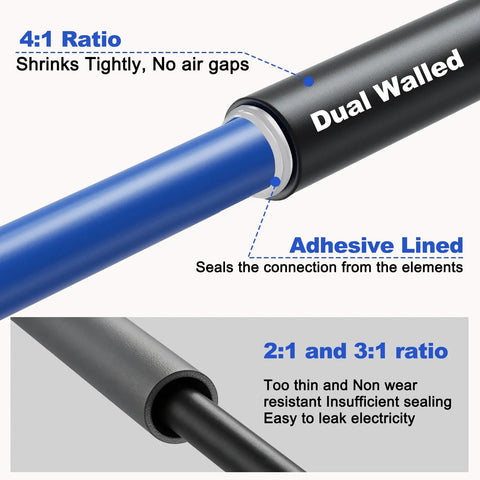 Seven Sizes Four to One Ratio Adhesive Lined Heat Shrink Tubing Roll Kit 53 Feet Marine Grade Waterproof demo
