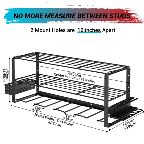 Power Tool Organizer Wall Mount Kit For Garage And Workshop No Clutter Keeps Tools In Reach Pro Grade dimensions and features