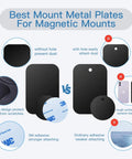 10 Piece Universal Magnetic Car Phone Mount Metal Back Plates In Matte Black comparison image showing dust prevention design and adhesive quality.