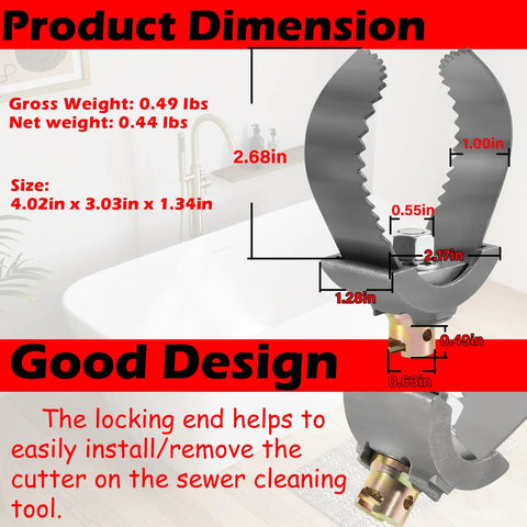 Heavy Duty Three Inch Cable Coupler Cutter Compatible With Ridgid K400 Drum And K50 Sectional Machines showing precise dimensions and design features.