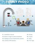 iVIGA Commercial Hand Sink Faucet: 4" Swivel Spout 4'' Center Wall Mount Utility Faucet, parts laid out for assembly.