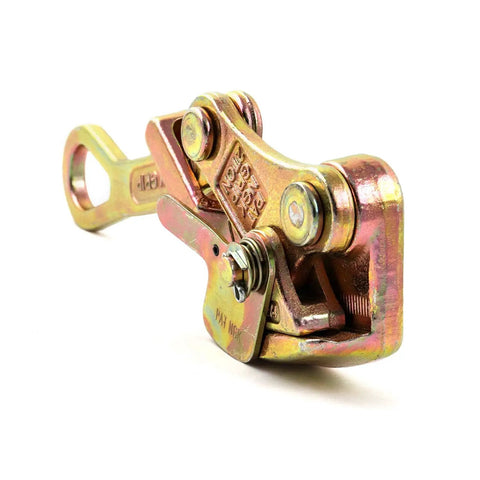 Side angle view of Two Ton Cable Grip Wire Rope Puller Jaw Clamp For Steel Rope Heavy Duty Tensioner 4400 Lb Capacity