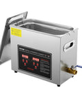 Heavy Duty 6L Ultrasonic Cleaner With Digital Timer And Heater Killer Performance For Watches Glasses Rings And Small Circuit Boards Squeaky Clean Pro Grade Washing System in stainless steel with digital controls.