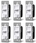 Ultra Slim Dimmable Light Switch Six Pack For LED CFL Halogen And Incandescent Bulbs Single Pole Or 3 Way ETL Listed White