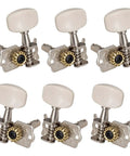 3L Open String Button Tuning Pegs For Guitar Machine Heads Replacement Parts And Accessories Durable Metal Tuning Keys For Precise Stable Tuning In Home Practice And Live Performances Quick Install Keeps Your Guitar In Tune Longer. Set of 6 white plastic and metal guitar tuners