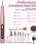Badass Cordless Nail Drill Delivers 35000RPM Electric File With Clear Lcd Screen, includes various drill bits and sanding bands.