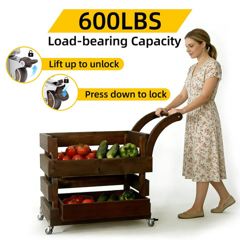 2 Inch Side Mount Casters Set Of 4 With Thick L Shaped Plate, Built Tough Heavy Duty Swivel Wheels With Brakes on wooden cart