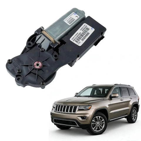 Direct Fit Sunroof Motor Compatible With Jeep Grand Cherokee Dodge Charger Ram 2005 2014 showing upper view and vehicle.