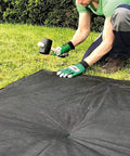 Person installing U Shaped Galvanized Steel Ground Pins Garden Stakes And Staples For Landscape Netting And Ground Sheets