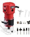 Beast 650W 110V Wood Router For DIY Projects Compact Handheld Tool With attachments and guides shown