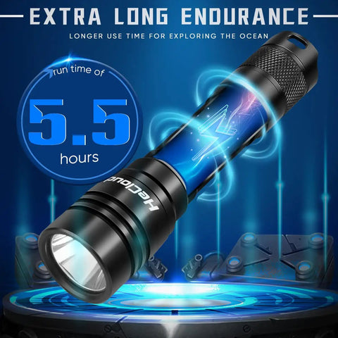 Beast Mode 3000 Lumen Dive Flashlight For Underwater Exploration Rechargeable Scuba Light with 5.5 hours endurance