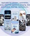 Applications of 180 Pcs Snap Ring Set For Holes 4 To 20 Mm In 65Mn Spring Steel Phosphated Surface Retaining Rings Kit shown in various machinery and equipment images.