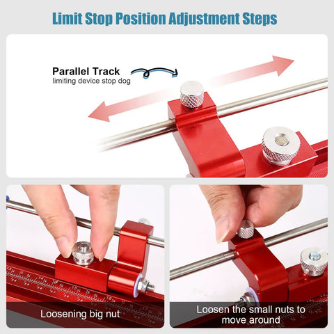 Adjustment steps for Parallel Guide Rail Extension Kit For Track Saw With Fixed Guide Rails And Connector Joints