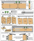 Installation diagram of Sliding Barn Door Hardware Track Kit for wardrobe and cabinet doors, showing parts and assembly steps.
