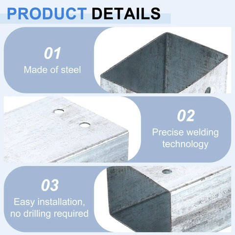 Square Pipe Fitting Kit For Outdoor Gazebo And Patio Galvanized Steel Brackets For 2.4 X 1.6 Inch Lumber Woodworking Base Supports Durable Heavy Duty Construction Weather Resistant 2 Pack