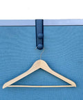 Over-The-Panel Cubicle Partition Wall Garment Hanger With Double Posts For 2.5 To 3 Inch Panels, Black, with wooden hanger