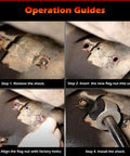 Operation guide showing steps to install Heavy Duty Rear Bar Pin Flag Nut Kit for Jeep Cherokee XJ rear suspension.