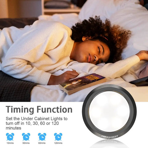 Puck Lights With Remote Control LED Under Cabinet Lighting Battery Operated Dimmable Closet Lights Stick On 6 Pack Easy Wireless Install