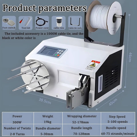 Slick Automatic Bundling Machine For Gold Wire Sealing With Fast Twist Tye Sealer And Smart Winding Function, 300W power, 46cm height.