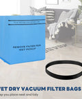 Heavy Duty Wet Dry Vacuum Filter Bags For Two And A Half To Five Gallon Shop Vacs with band, ideal for messy shop cleanup