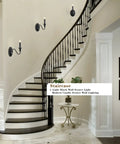 Stairway with Black Wall Sconces Set Of Two Modern Farmhouse Candle Wall Lamps and industrial retro vibe lighting for living room