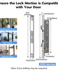 Sliding Glass Door Lock With Biometric Fingerprint, Keypad, RFID And Remote App Control For Patio Doors compatibility guide.
