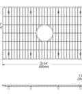 Stainless Steel Bottom Grid for Kitchen Sinks Corrosion Resistant and Heavy Duty Protects the Sink Bottom and Keeps Basins Safe Sized to Fit 26 3 4 by 16 9 16 by 1 3 8 Inches Compatible with SWUF Elkay Bowls, diagram showing dimensions