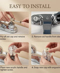 Upgrade Your Bathroom With Stylish Clear Acrylic Faucet Handles. 4PCS Replacement Kit For Delta Delex Peerless D-Shaped Shutoff Valves. Hot And Cold Shower Or Sink Knobs With Screws Included No More Wobble Look Fresh Now. installed on sink