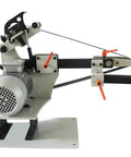 Garage Grade Two By Seventy Two Inch Belt Grinder And Sander Station showing motor and adjustable parts for blade sharpening.