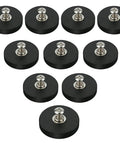 10 Pack Rubber Coated NdFeB Magnets With M4 Female Threads, Heavy Duty Magnetic Mount Bases For Lighting, Tools And Equipment