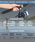 Close-up of 6.9 Foot Telescopic Fishing Rod And Reel Combo With Pliers, blue handle, focus on rod specs, ideal for beginners.