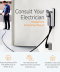 Top Shelf Level 2 EV Charger With J1772 Connector And Nema 650 Plug For Smooth Home Charging Vibe, man connecting charger to car.