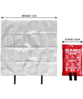 Fire Blanket For Kitchen And Home 40 By 40 Inches, Fiberglass Emergency Safety Blanket with red storage pouch, dimensions shown