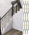 Built Tough Metal Railing Balusters For Decks And Interior Stairs, 37 Inch Tall modern oval spindle posts on a staircase.