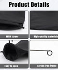Heavy Duty Dust Collector Bags For Miter And Table Saws With A Snug Zipper And Wire Strap Premium Polyester showing zipper detail and quality materials.