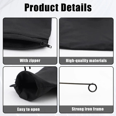 Heavy Duty Dust Collector Bags For Miter And Table Saws With A Snug Zipper And Wire Strap Premium Polyester showing zipper detail and quality materials.