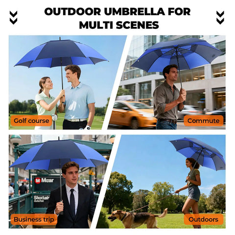 Heavy Duty Golf Umbrella With Windproof Vented Double Canopy And Swift Auto Open Delivers No Sweat Storm Shielding For Dope Rain Coverage at golf course