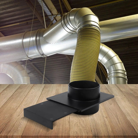 Sturdy Abs Dust Collection Hose Connector With Three-Way Valve 100mm For Shop Vac And Ventilation Needs High Flow Adapter Accessory Black on a wooden surface.