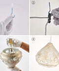 Installation process of Crystal Plug In Pendant Light With 16.4 Ft Swag Cord, highlighting mounting hook and fixture setup.