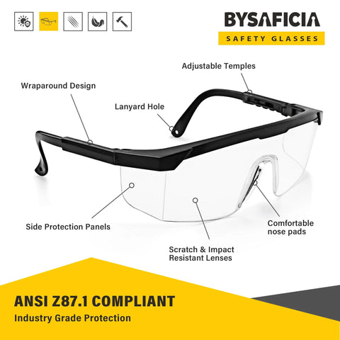 Built Like A Tank 12 Pack Safety Glasses With Anti Fog Coating And UV Protection Scratch Resistant Polycarbonate Lenses All Day Adjustable Fit For Rough Crews Outdoors with adjustable temples and wraparound design.