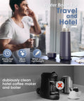 On The Go Dual Voltage Travel Kettle 110 To 240V Portable 370ml Stainless Steel Electric Kettle With 6 Temperature Settings And LCD Display For Tea And Coffee Global Use on kitchen counter with accessories.