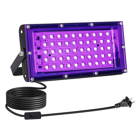 Two Pack 50W LED UV Screen Printing Exposure Light with Stand for Cyanotypes and Photo Emulsion, 395nm Wavelength shown.