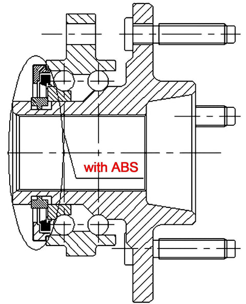 Diagram of Rear Wheel Hub And Bearing Assembly For Mazda CX7 2007 2008 2009 2010 2011 2012 FWD With ABS 5 Lug