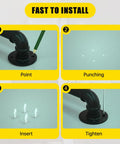 Installation guide for Industrial Style Black Iron Pipe Staircase Handrail for Indoor and Outdoor Use, showing steps for mounting.