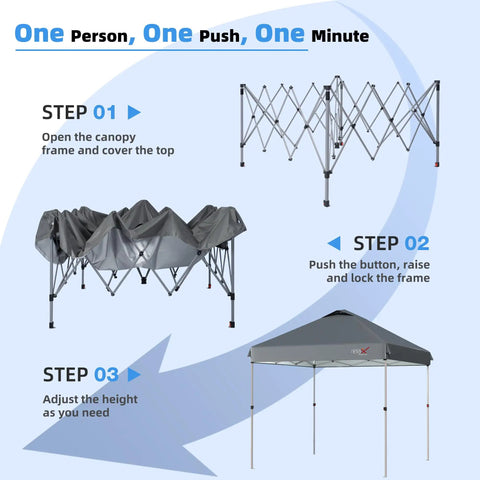 Steps to set up 10x10 Pop Up Canopy Tent With Mosquito Netting Outdoor Portable Screen Shelter for Yard Parties Camping and Picnics