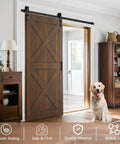 6 Ft Heavy Duty Sliding Barn Door Hardware Kit with Track Rail and Quiet Smooth Operation installed in modern living room
